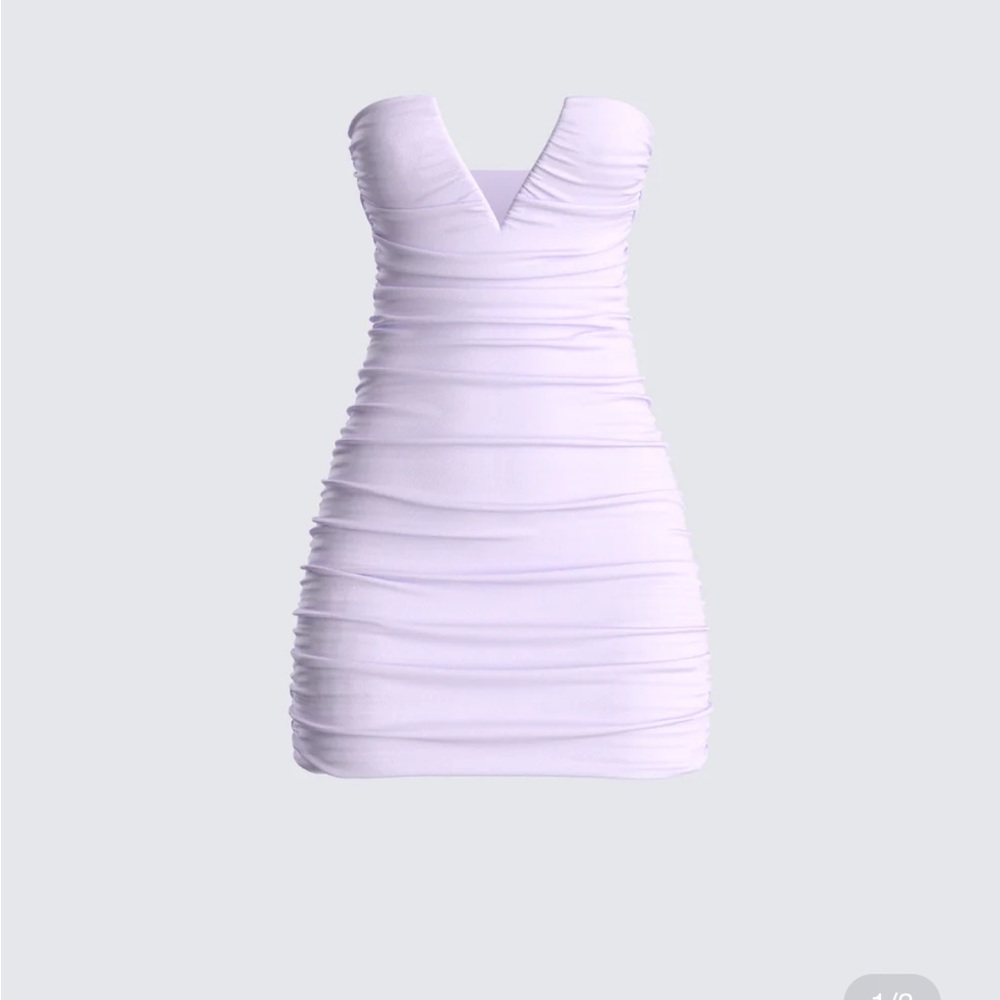 Purple Tube ruffle v neck dress